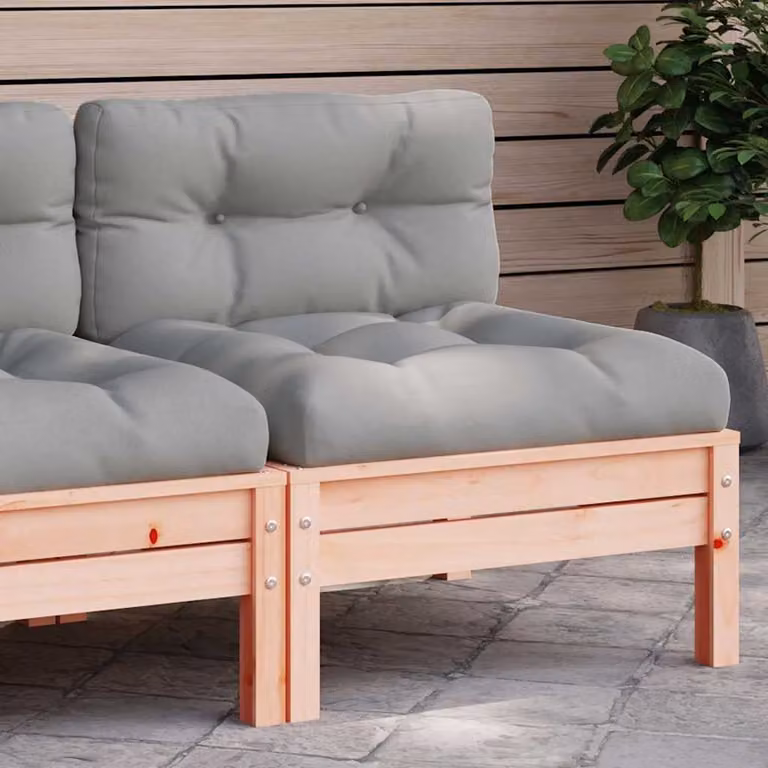 vidaXL Divano da Giardino Moderno in Legno di Douglas con Cuscini Marroni e Grigi