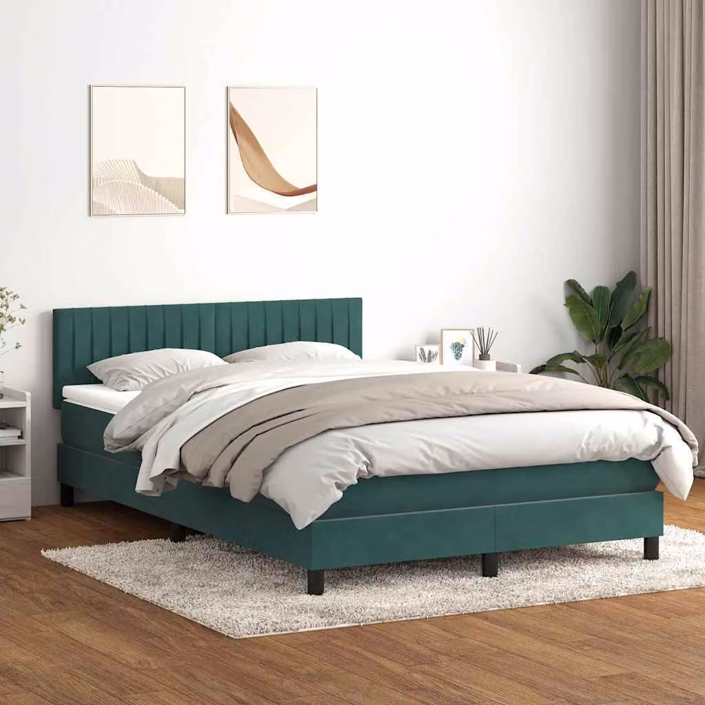 Maison Exclusive - Letto a Molle con Materasso e LED Verde Scuro 160x220 cm Velluto