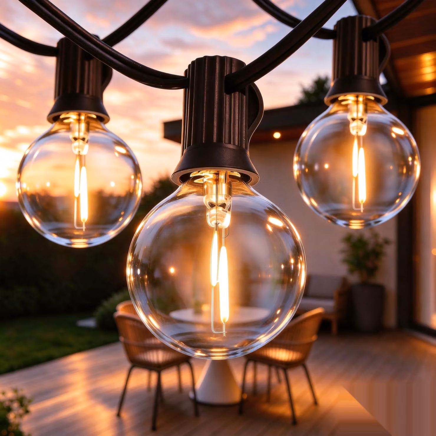 Catena luminosa a LED, 13 metri, attacco G40, luce bianco caldo, grado di protezione IP45, per uso esterno