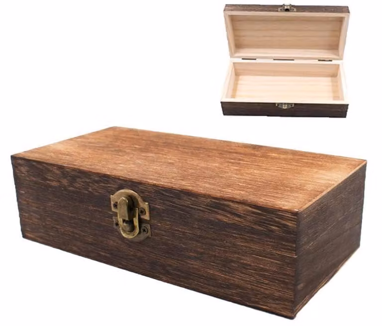 Set di 2 scatole di legno con coperchio, ideali per la conservazione