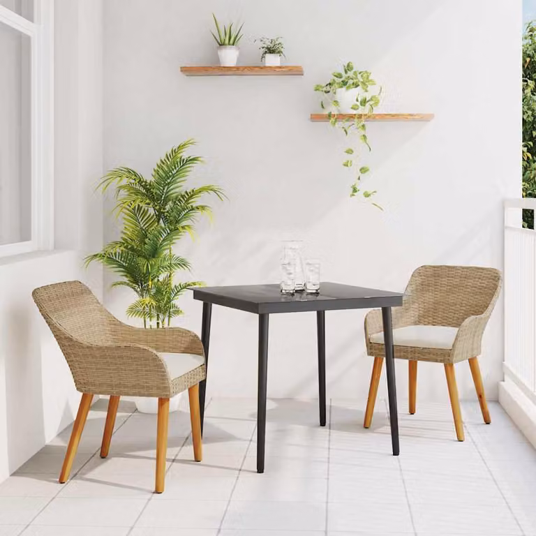 Maison Exclusive - Set da Pranzo per Giardino con cuscino 3 pcs Beige polyrattan