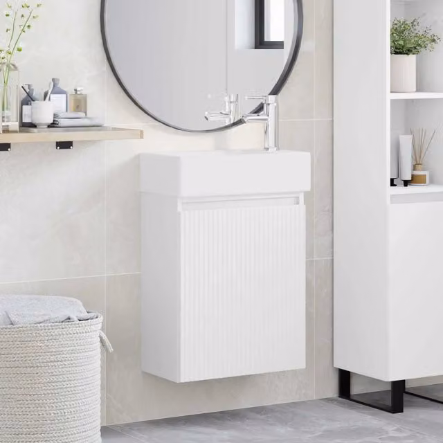 Mobile bagno sospeso vidaXL Bianco con ante a battente L: 45,5 cm, P: 22,5 cm, H: 84 cm