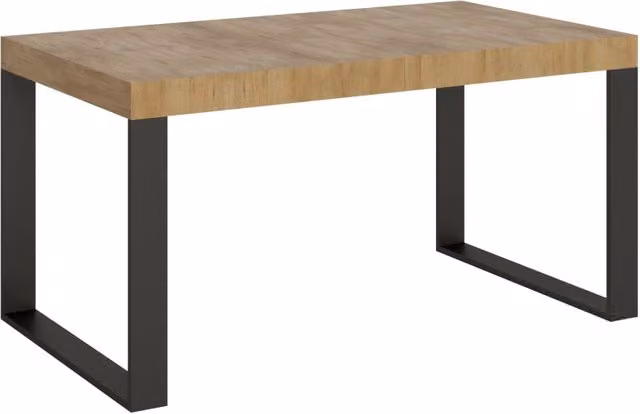 Tavolo allungabile moderno Bs Com in legno quercia e metallo antracite L/P/H: 160-264 x 90 x 77 cm