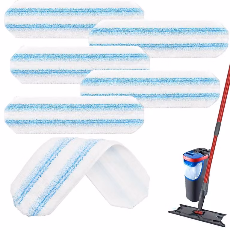 Panni in microfibra per mop a piastra, confezione da 6 pezzi, dimensioni 40,5 x 11 cm, lavabili