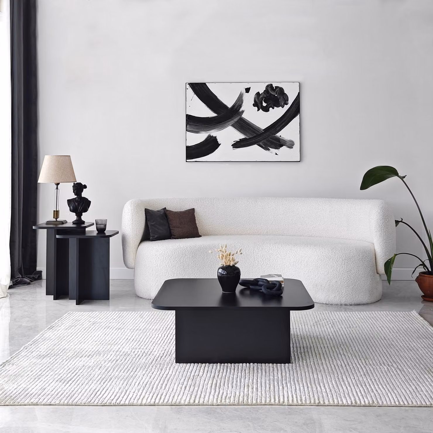 Skye Decor, Blues - Black, set di tavolini da caffè, 100 % MELAMIN COATED SLIPBOARD, nero, 40 x 40 x 50 cm