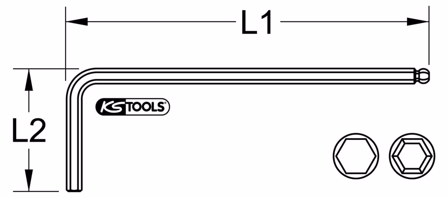 KS Tools Chiave a bussola esagonale con estremità a sfera, XL, 1,5 mm, angolata a 108°