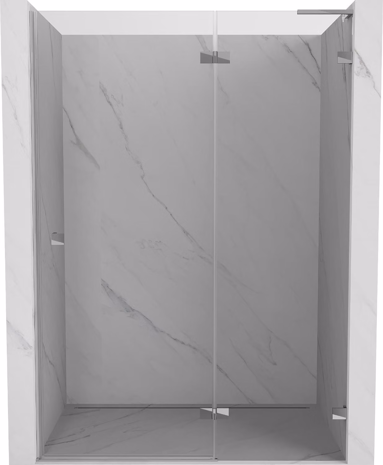 Mexen Lunar L porta doccia a battente destra 130 cm, trasparente, cromo - 834L-130-000-01-00-P