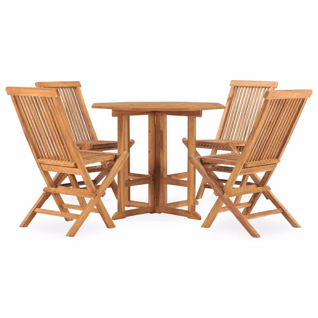 vidaXL set da pranzo da giardino 5 pezzi pieghevole in legno massiccio teak