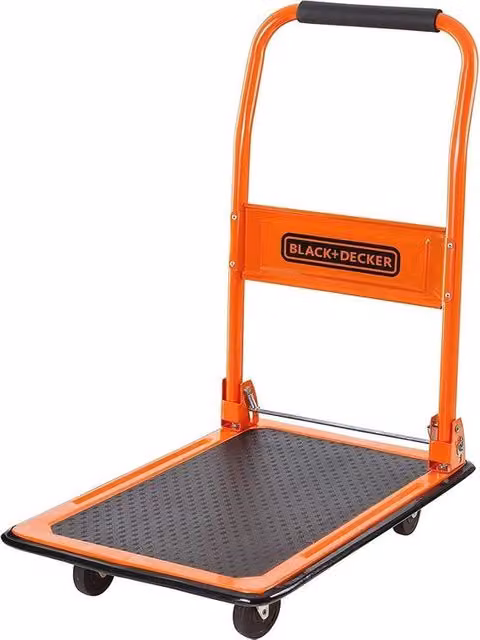 Carrello a piattaforma multifunzionale Black+Decker in acciaio arancione con portata 80 kg