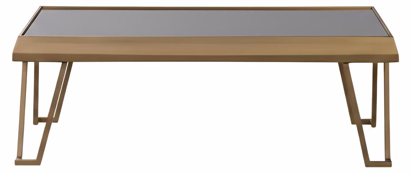 Tavolino da salotto dorato, stile minimalista, design moderno, struttura in metallo
