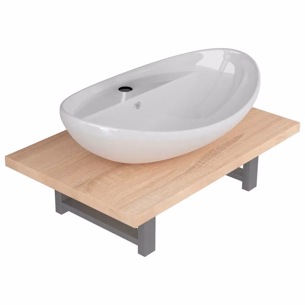 Set Mobili da Bagno Moderno vidaXL in Ceramica e Legno Rovere Bianco, Appesi a Parete – 2