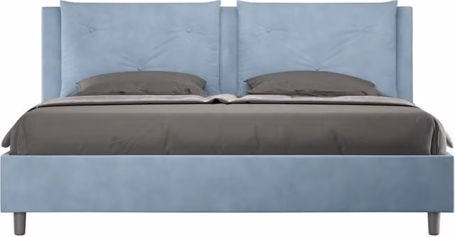 Letto matrimoniale king size senza rete imbottito 190x190 microfibra azzurro Appia