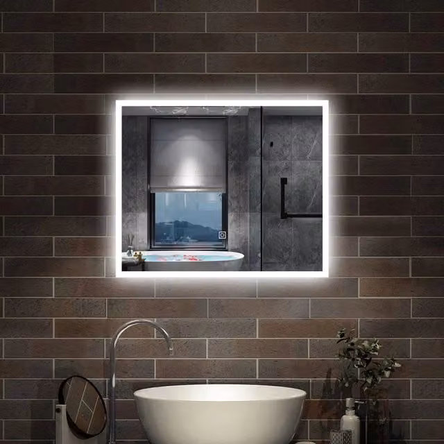 Specchio rettangolare Aica Italy con luce LED dimmerabile, funzione antiappannamento e comando touch, L: 60 cm, H: 50 cm – 1