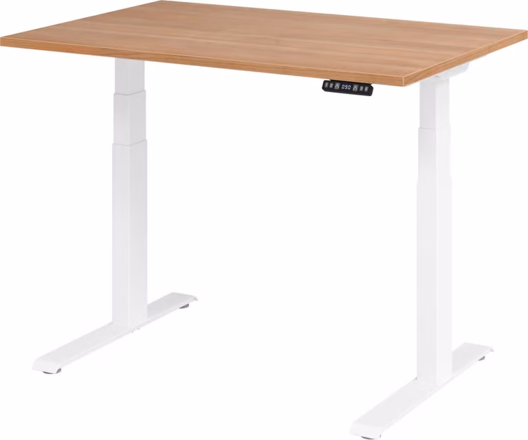 Scrivania regolabile in altezza XDKB | 2 motori | 120 - 180 cm | elettrica, dimensioni piano:120 x 80 cm, colore piano:noce, colore struttura:bianco