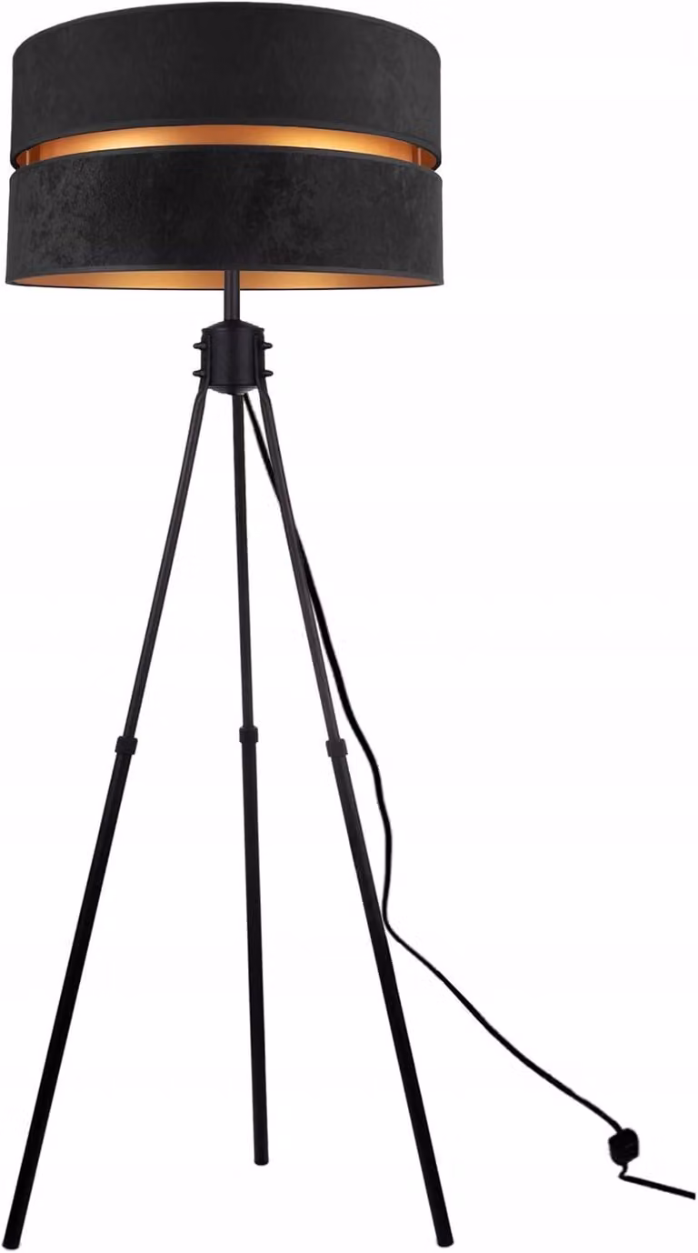 Lampada da terra soggiorno nero-oro lampada da terra treppiede design moderno E27 della serie N340 (N340-SS)