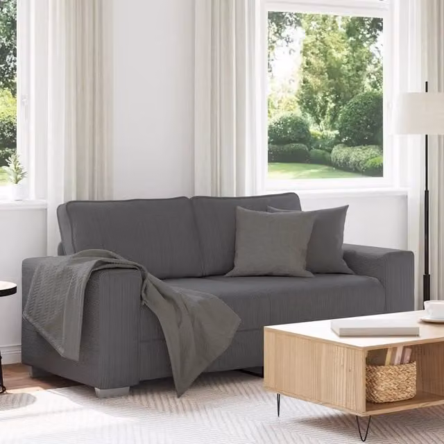 Divanetto moderno vidaXL in velluto a coste grigio L: 180 cm, P: 77 cm, H: 82 cm – 1