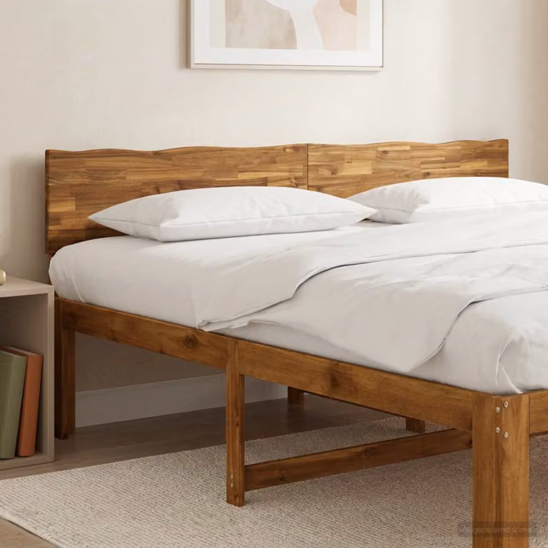 Testiera per letto con bordo vivo vidaXL ROSTOCK in legno massello di acacia, colore naturale, 200 x 200 cm