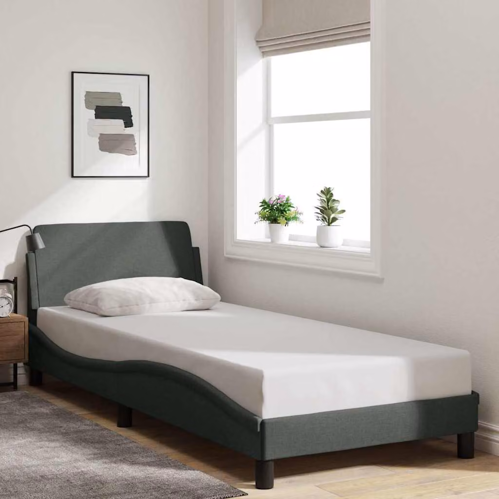 vidaXL Giroletto Dover Grigio Scuro in Tessuto L/P/H: 90 x 200 cm
