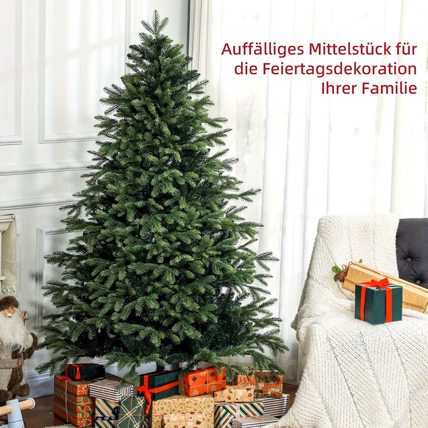 Albero di Natale artificiale - Albero di Natale finto - Albero di Natale decorativo - Albero di Natale artificiale verde - Albero artificiale, altezza 180 cm