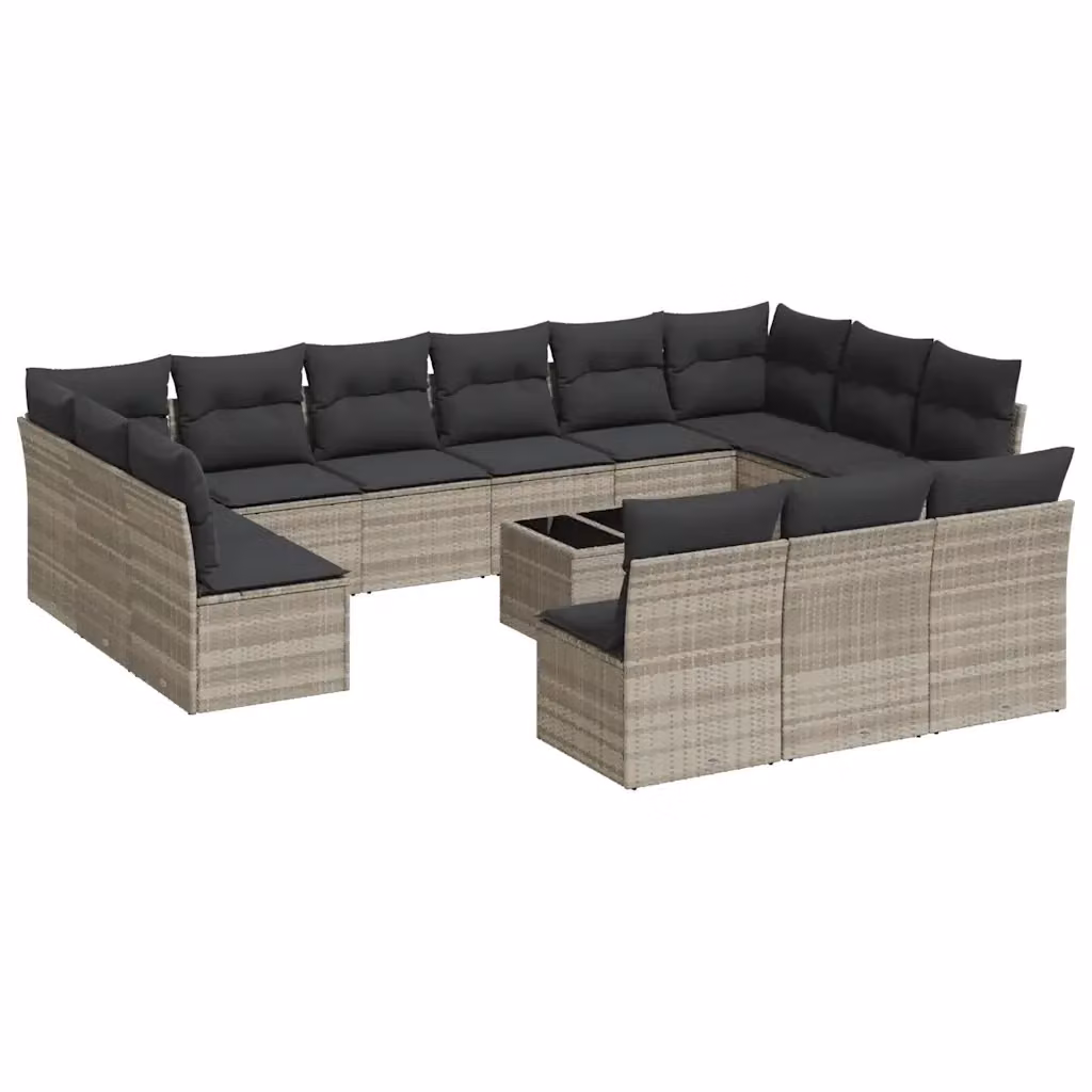 Set Divani da Giardino vidaXL a Forma a U con Tavolino e Cuscini, Colore Grigio – 2