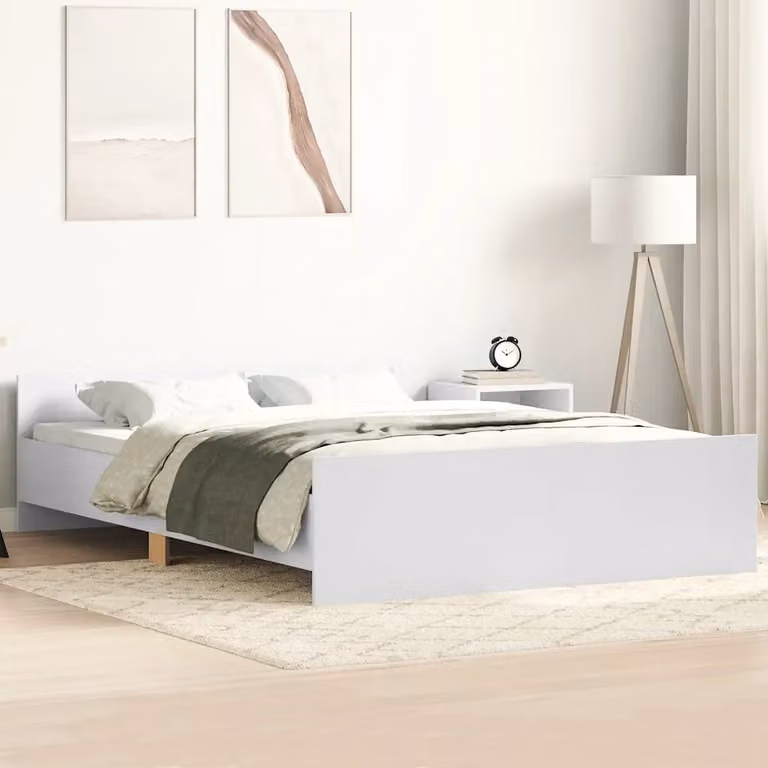 vidaXL Giroletto con Testiera e Pediera Bianco L/P/H: 203 x 150 x 153 cm