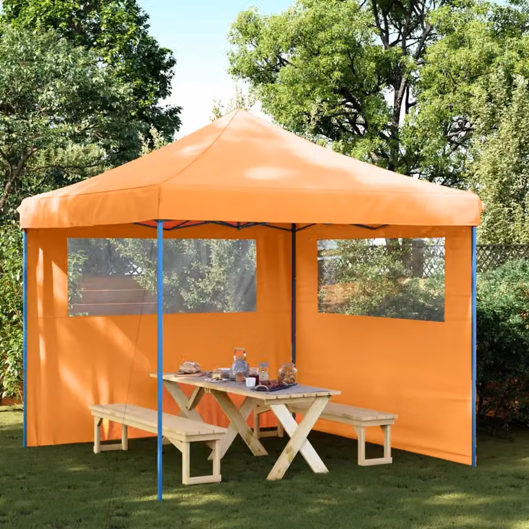 Tendone per feste pieghevole pop-up con 2 pareti vidaXL arancione e blu