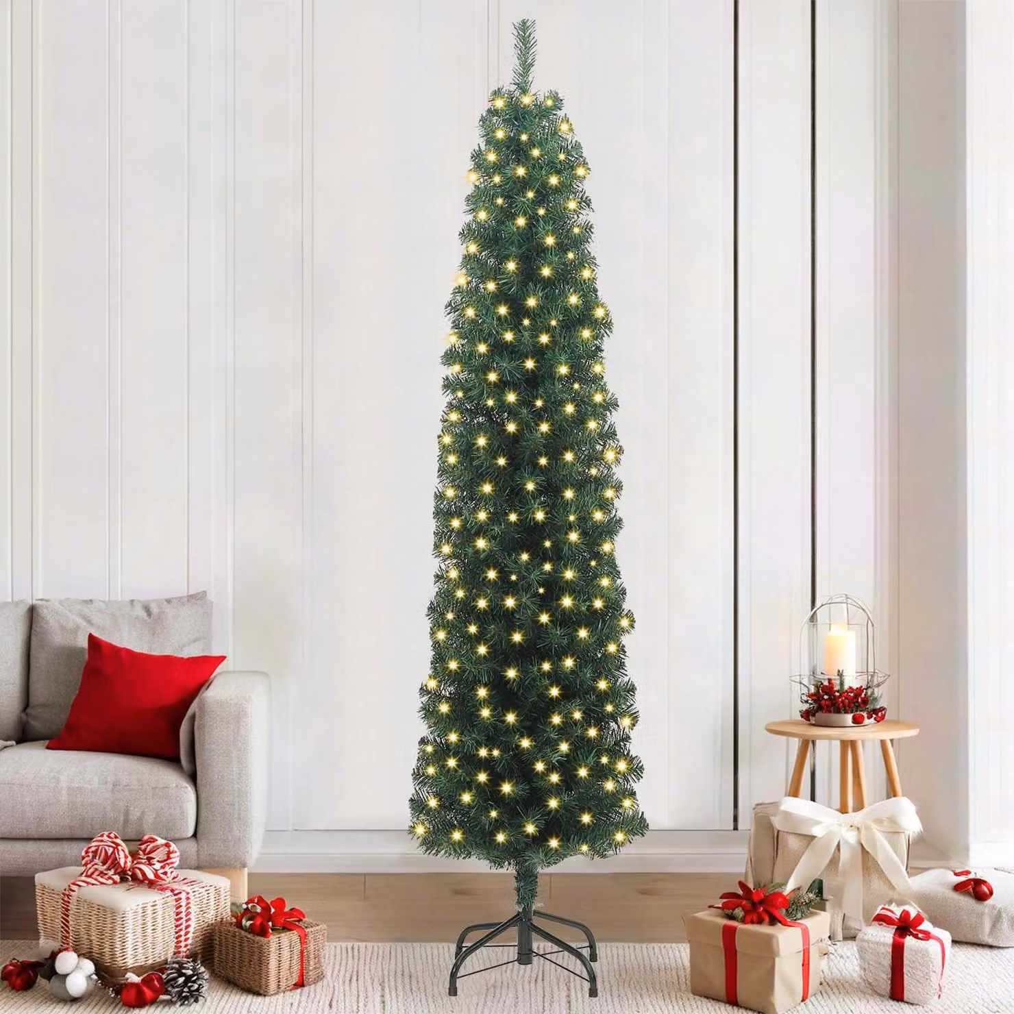 Maison Exclusive - Albero di Natale artificiale con 300 LED e supporto, verde, 210 cm