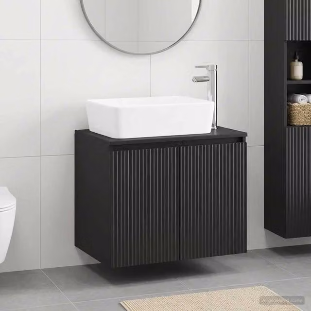 Set di mobili per il bagno Nero Legno ingegnerizzato 3404331