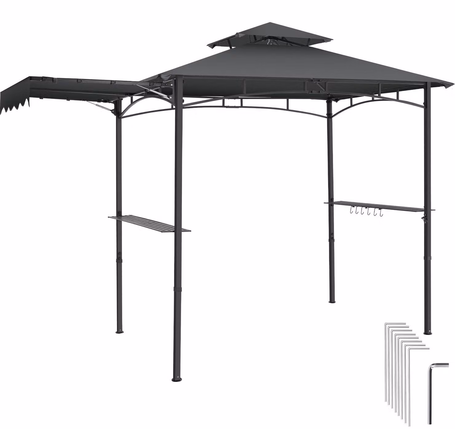 Gazebo per barbecue Maracaibo®️ con tenda da sole, doppio tetto resistente alle intemperie, protezione UV, 316x150x250 cm, antracite