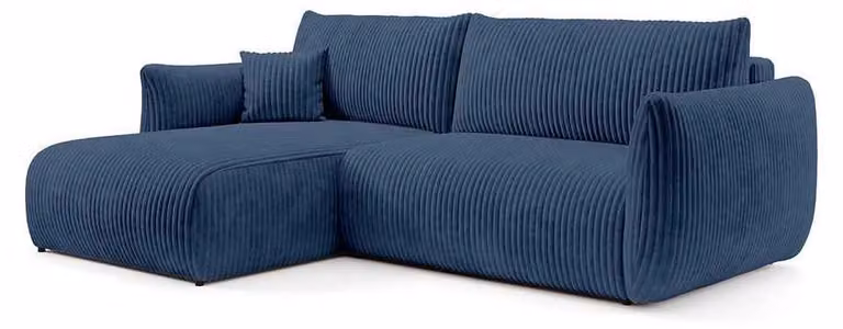 Divano angolare con funzione letto, modello Alloro, lato sinistro, colore blu intenso