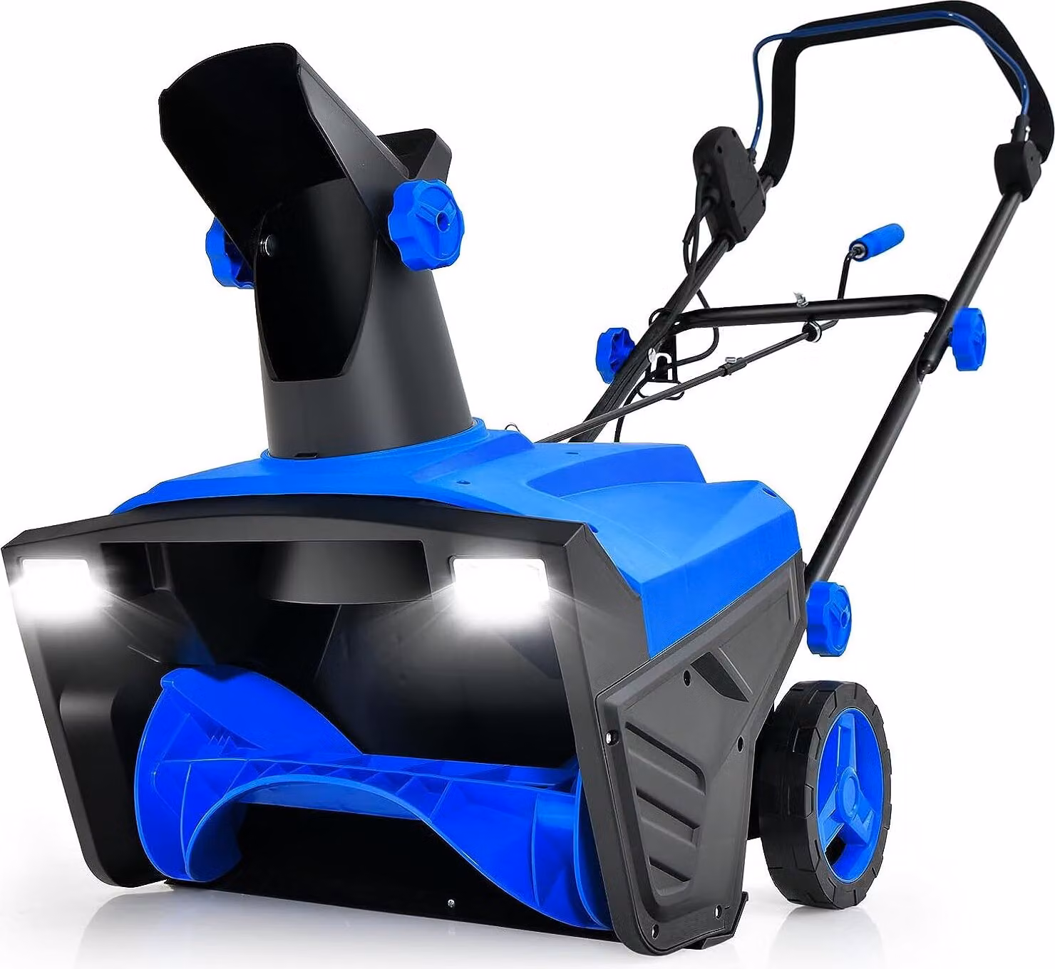 Spazzaneve elettrico COSTWAY con luci LED e motore da 15 A, larghezza di lavoro 50 cm, altezza di lavoro 25 cm, spazzaneve a filo con scivolo rotante a 180° e raggio di lancio di 9 m, blu