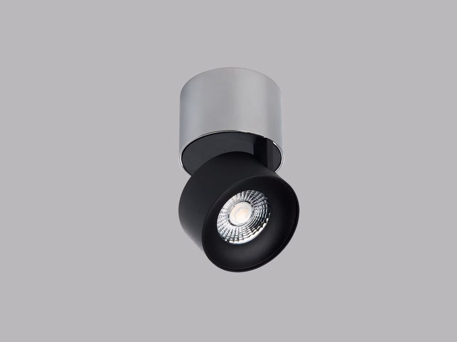 Apparecchio orientabile e inclinabile a soffitto LED2 KLIP ON CRI90, Variante: 11 W, 3000 K, base cromata, riflettore nero