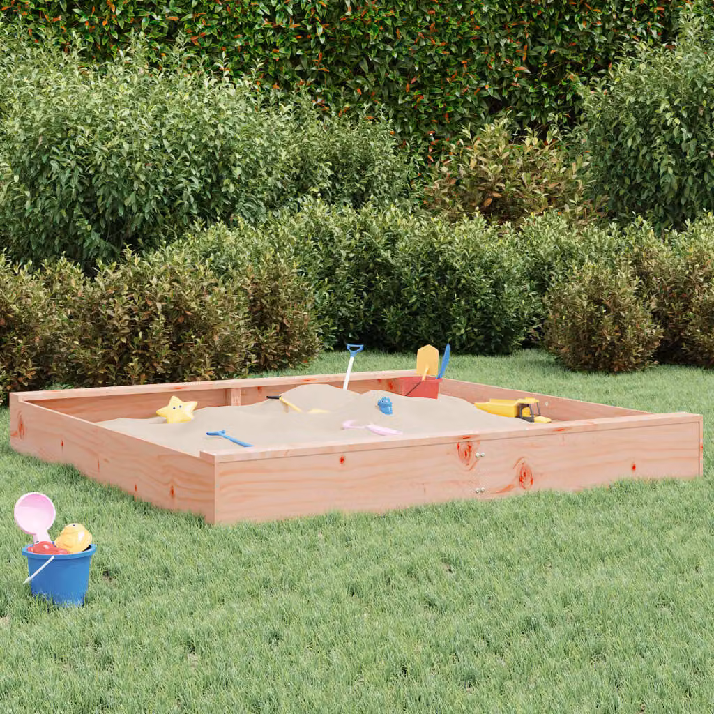 vidaXL Sabbiera con Sedute Quadrata in Legno di Douglas, Colore Marrone, L/P/H: 160 x 160 x 40 cm