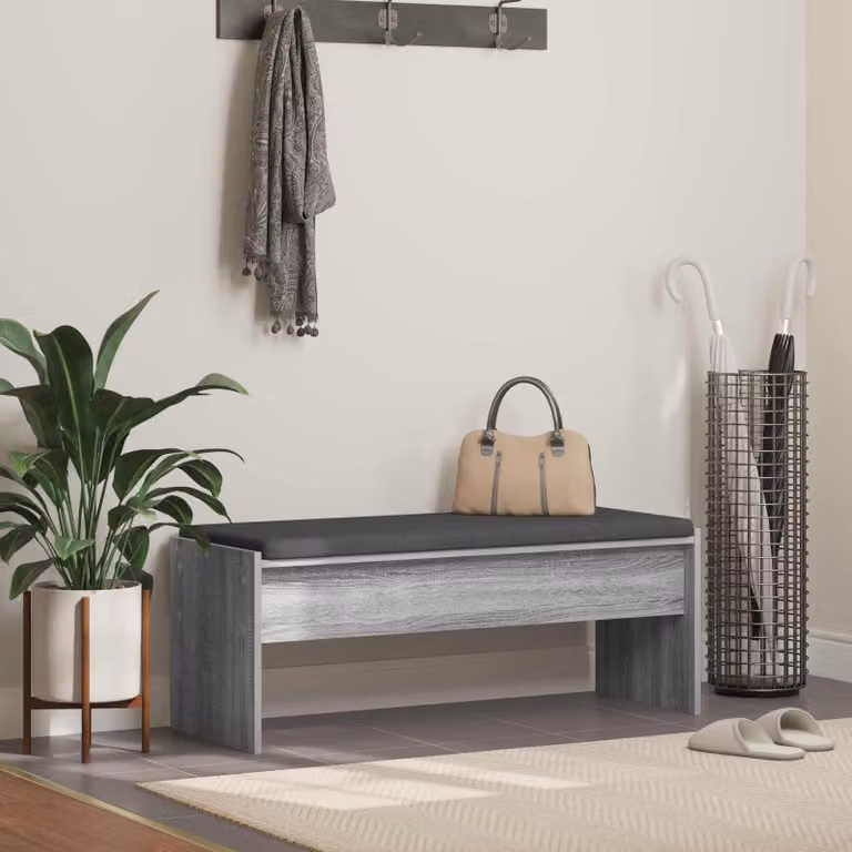vidaXL Panca per ingresso moderna con cuscino Grigio, L: 103 cm, P: 38 cm, H: 40 cm