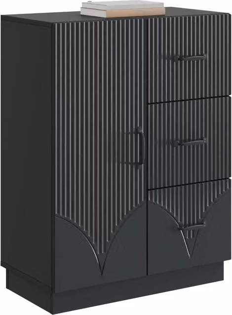 Credenza moderna Design In in legno MDF nero per soggiorno o sala da pranzo L/P/H: 66 x 34,5 x 87 cm – 1