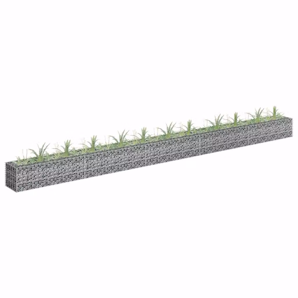 vidaXL Letto Rialzato a Gabbione in Acciaio Zincato Grigio L: 450 cm, P: 30 cm, H: 30 cm
