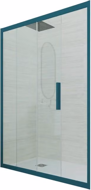 Porta doccia scorrevole rettangolare FORTE mod. Deco in vetro trasparente con profilo verde, L: 170 cm, H: 200 cm