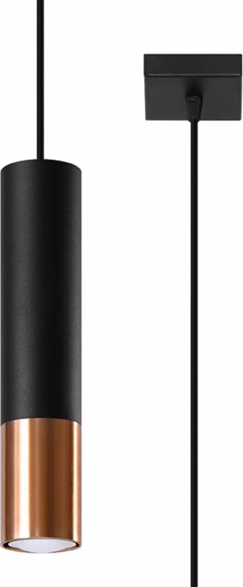 Lampada a sospensione LOOPEZ 1 nero/rame 1xGU10 10W acciaio 100x8x8cm Sollux Lighting