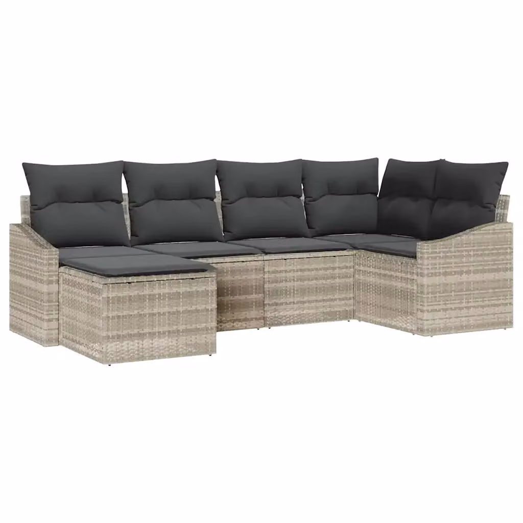 Set di divani da giardino vidaXL in rattan grigio con cuscini e tavolino da esterno – 2