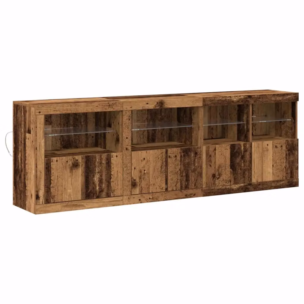 Madia moderna vidaXL in legno marrone con illuminazione LED integrata L/P/H: 202 x 37 x 67 cm – 2
