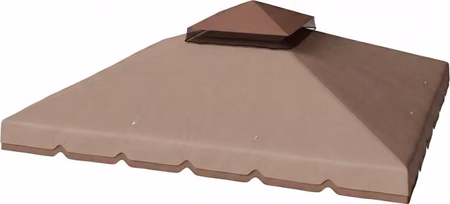 Telo di ricambio Outsunny beige con doppio tetto, fori di drenaggio e protezione UPF 50+, dimensioni 3x3 m – 1