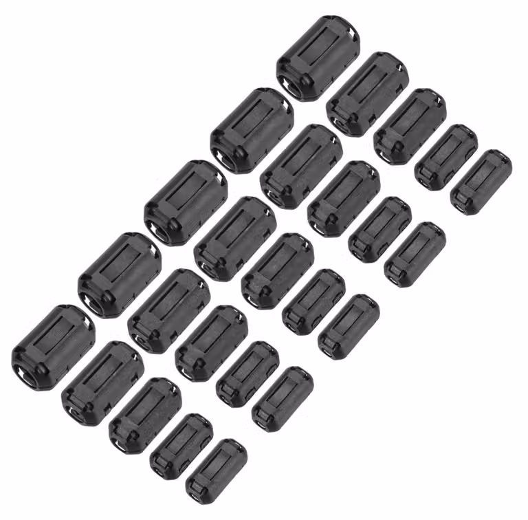 Anelli ferromagnetici, 25 pezzi, 5 dimensioni, protezione contro le interferenze elettromagnetiche, colore nero
