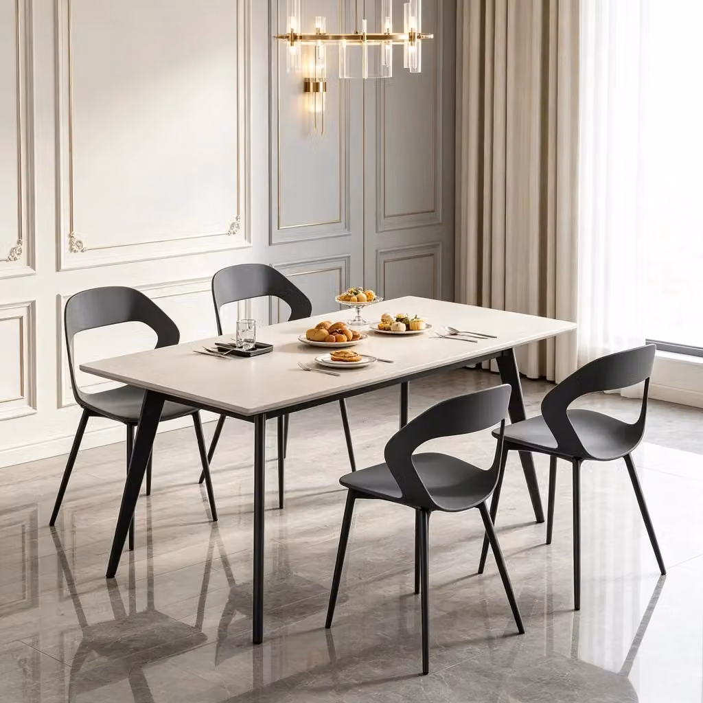 Set di 4 sedie da pranzo MIVRAY in polipropilene grigio con schienale ergonomico e gambe in metallo – 2