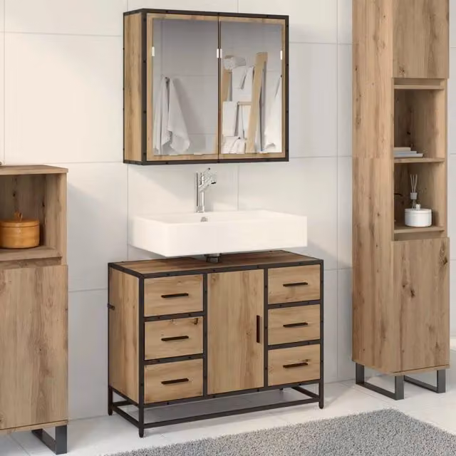 Set di mobili per il bagno 2 pz Rovere artigianale 3402430
