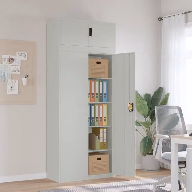 Armadio Classificatore Grigio Chiaro 90x40x220 cm in Acciaio 3188320