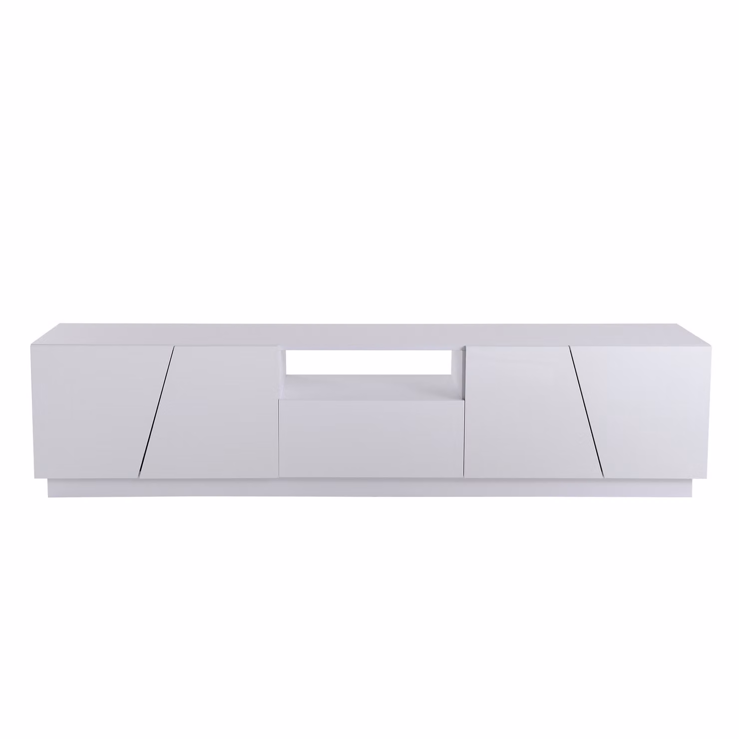 Mobile TV Moderno Aosom Bianco con Design Geometrico Patchwork e Ante Lucide in MDF, Larghezza: 170 cm – 2