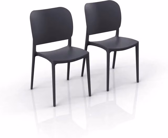 Set di 2 sedie impilabili Orbita Redokasa in polipropilene design moderno colore Grigio Antracite opaco