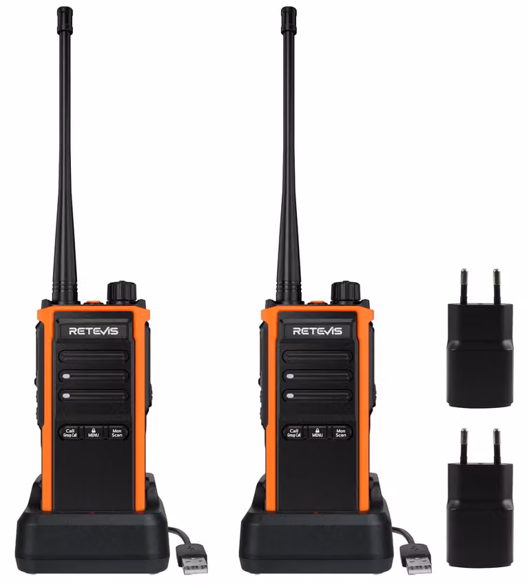 Walkie-talkie impermeabile, colore arancione - 32 canali - 7,4 Volt