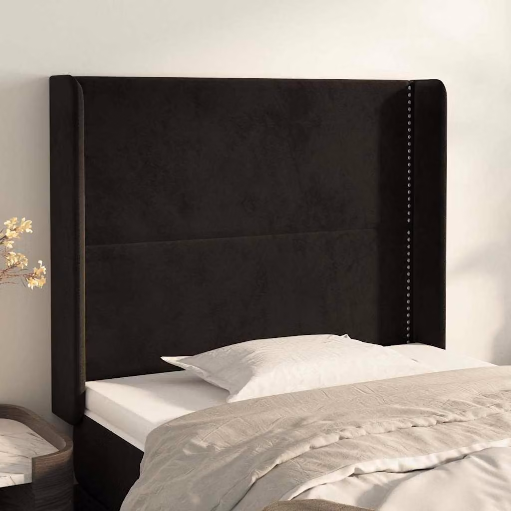 Testiera ad orecchio vidaXL in velluto nero L: 93 cm, P: 16 cm, H: 118-128 cm