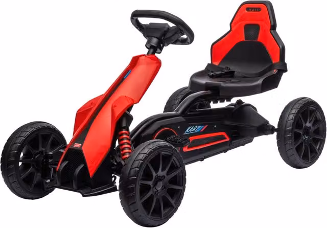 Go-kart a pedali per bambini 100 x 58 x 58.5 cm sedile regolabile 4 posizioni freno a mano design moderno parco in PP rosso 21_0000551